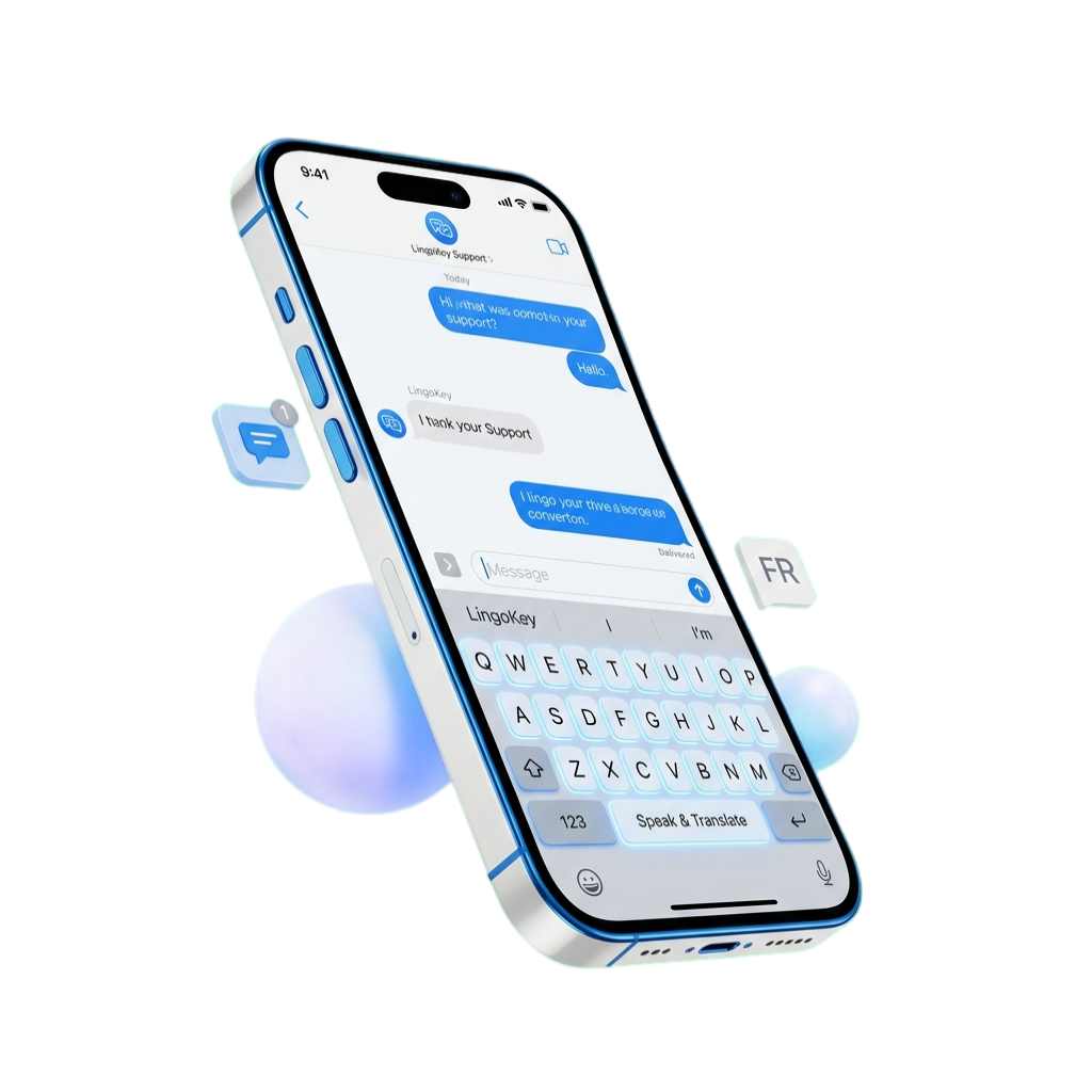 LingoKey translation keyboard on an iPhone